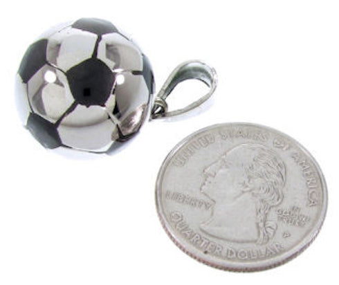 Sterling Silver Jet Soccer Ball Jewelry Slide Pendant YS64254